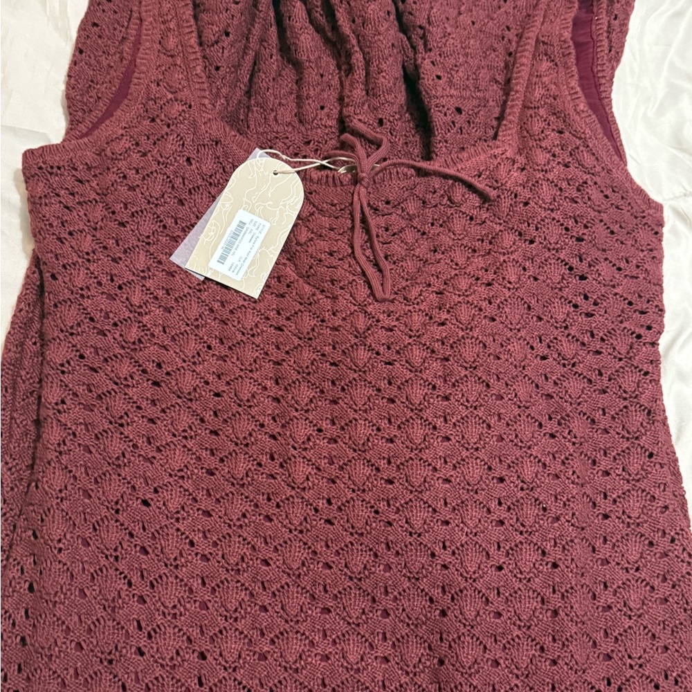 Meshki Burgundy Crochet Midi Dress - Picture 3 of 3